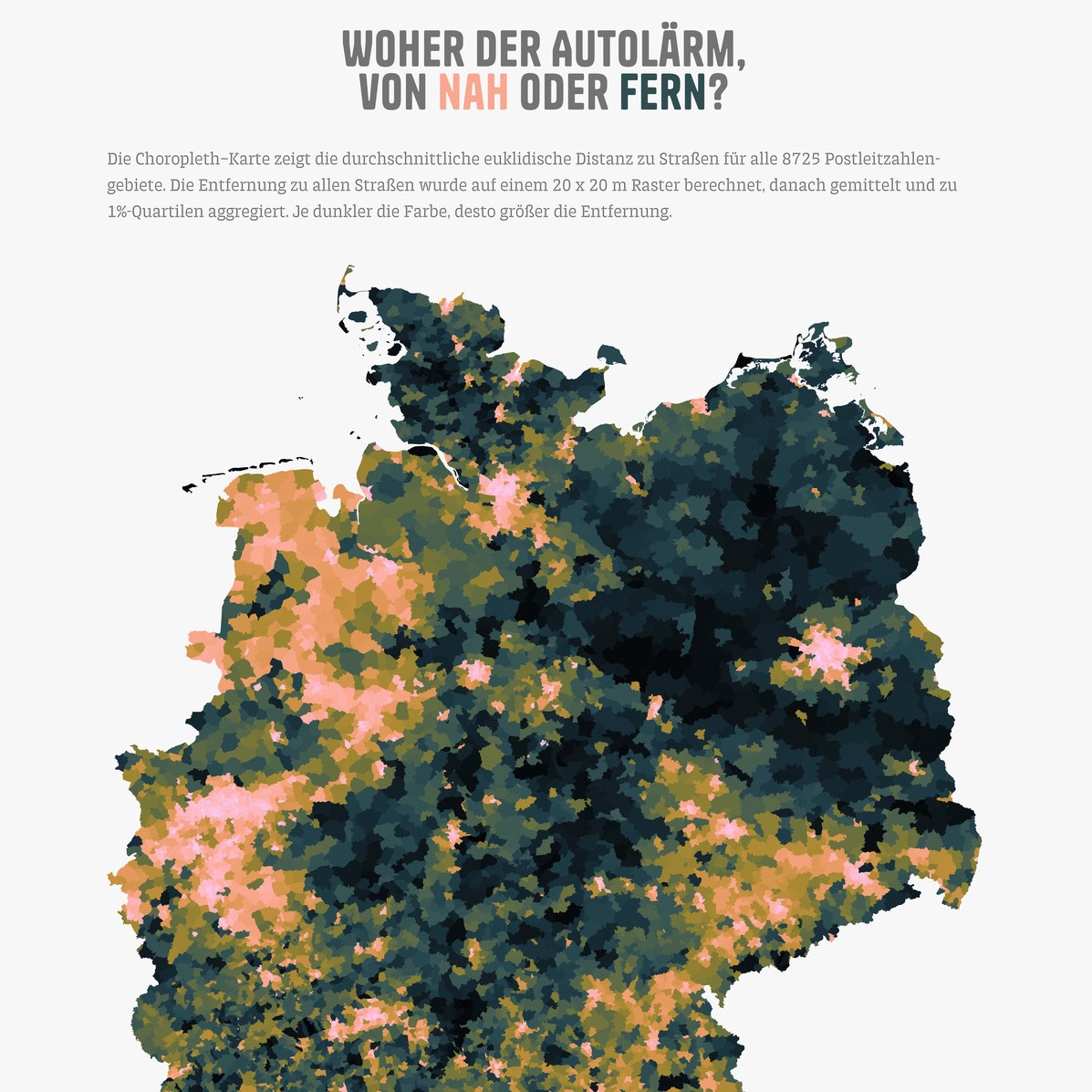 MapChallenge 2021 Day 26 Choropleth Distance to Roads in Germany