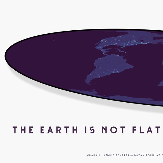 MapChallenge 2021 Day 28 Flat Earth tilted